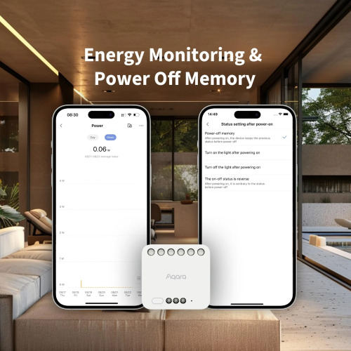 Aqara Dual Relay Module T2 - Matter & Zigbee 3.0 Smart Switch for Boilers, Garage Doors & Lights
