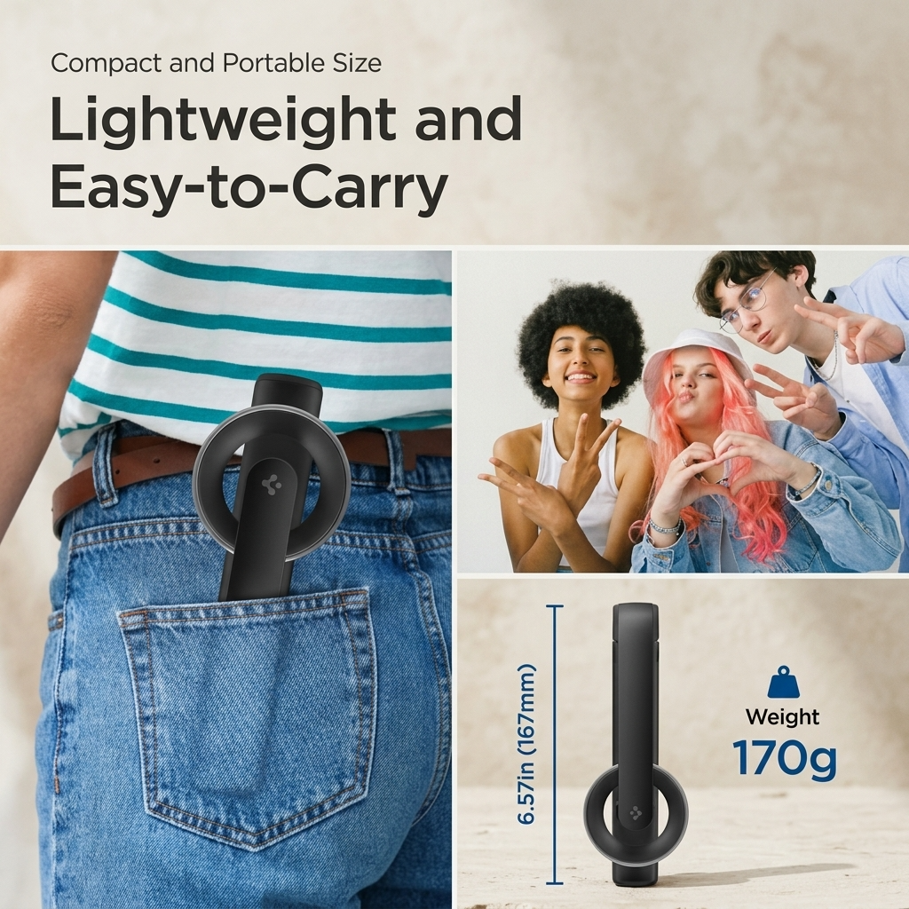 Spigen S571W MagSafe Selfie Stick & Tripod with Bluetooth Remote - Black 4