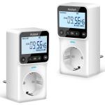 Digital Timer Made to Measure German Version Socket with 25 Configurable Weekly Day and Minute Programmes, LCD Display Digital Electric Timer for Indoor 3680 W Pack of 2
