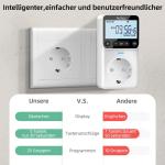 Digital Timer Made to Measure German Version Socket with 25 Configurable Weekly Day and Minute Programmes, LCD Display Digital Electric Timer for Indoor 3680 W Pack of 2