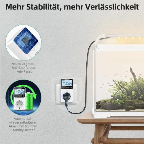 Digital Timer Made to Measure German Version Socket with 25 Configurable Weekly Day and Minute Programmes, LCD Display Digital Electric Timer for Indoor 3680 W Pack of 2