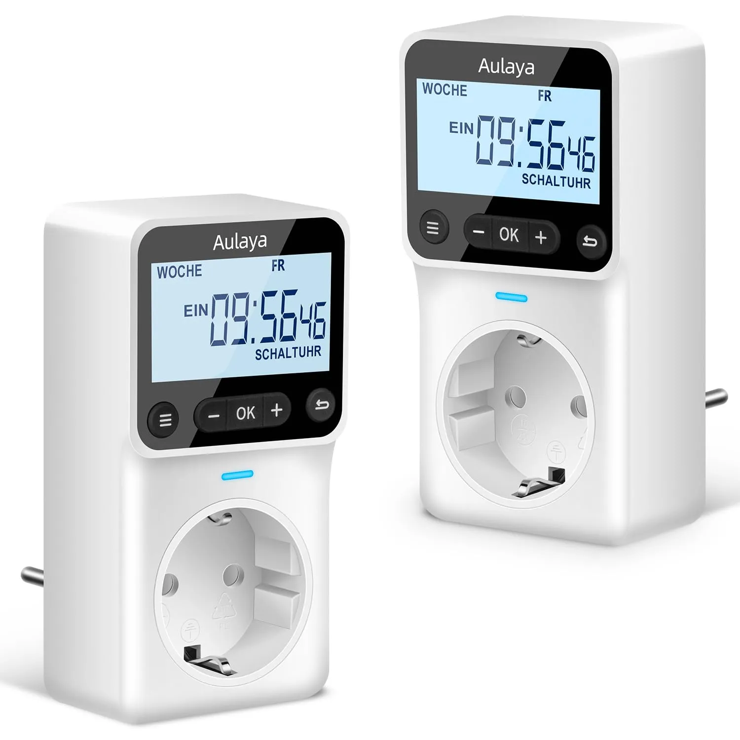 Digital Timer Made to Measure German Version Socket with 25 Configurable Weekly Day and Minute Programmes, LCD Display Digital Electric Timer for Indoor 3680 W Pack of 2 2
