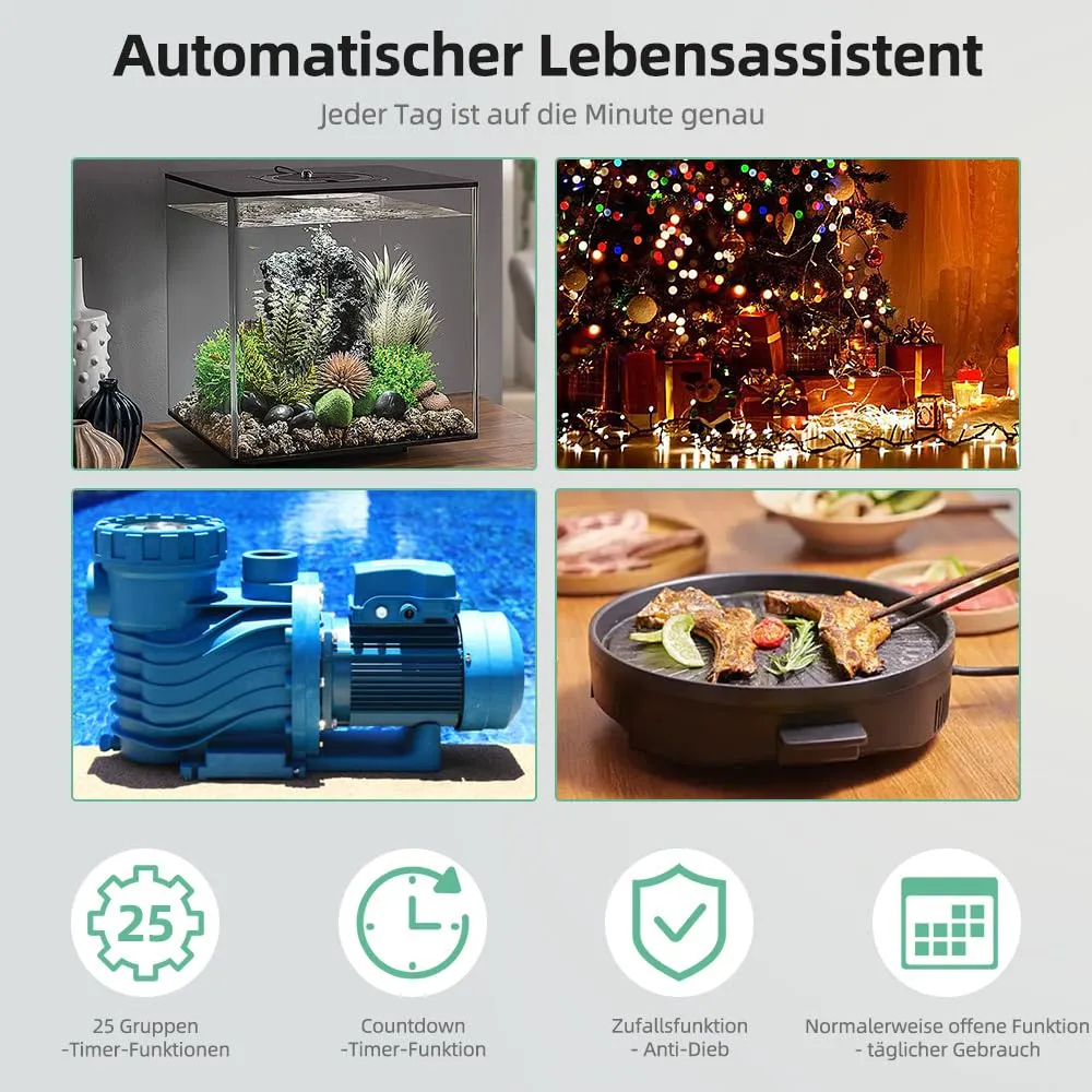 Digital Timer Made to Measure German Version Socket with 25 Configurable Weekly Day and Minute Programmes, LCD Display Digital Electric Timer for Indoor 3680 W Pack of 2 5