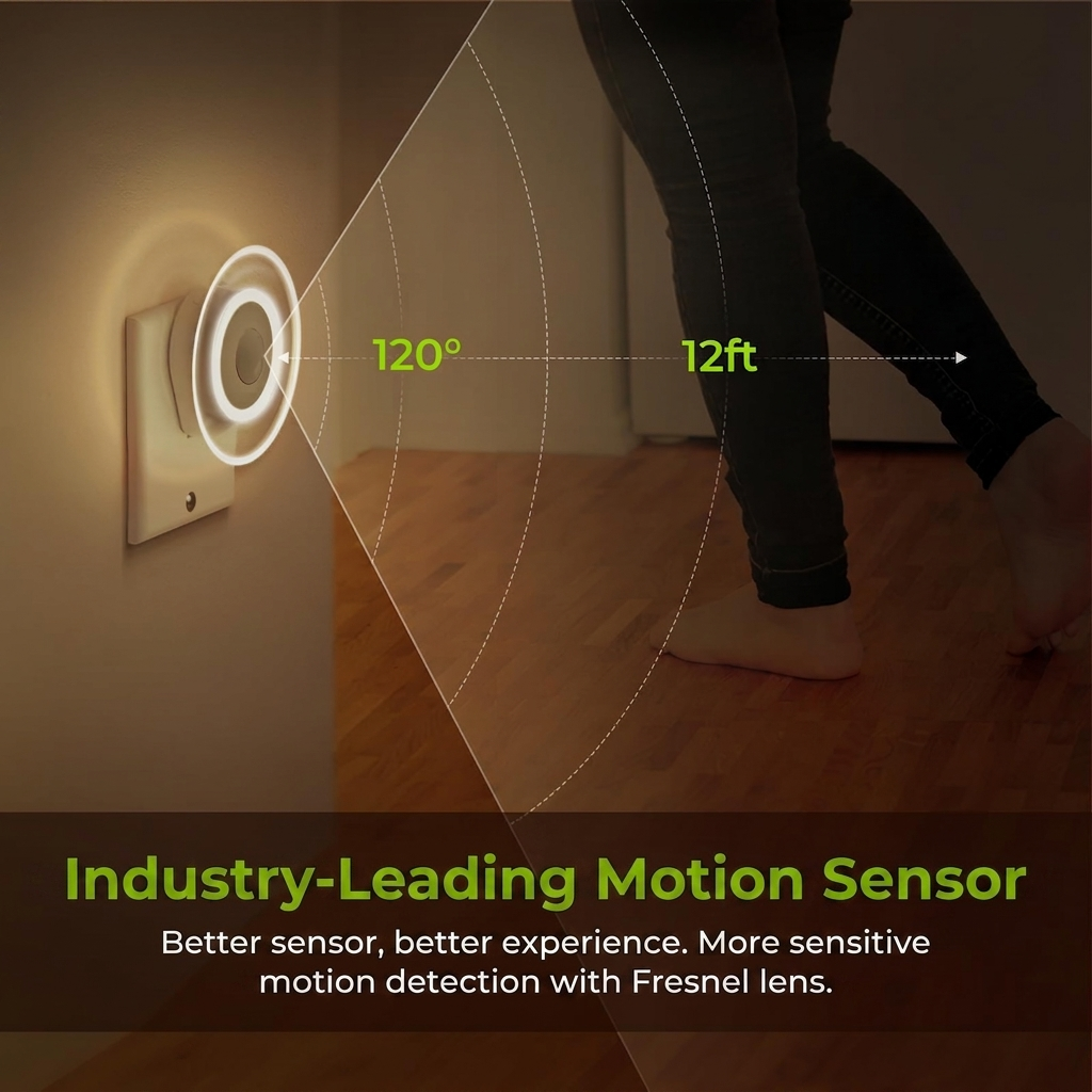AUVON Sunglow Motion Sensor Plug-In LED Night Light Socket, Warm White, 2-Pack 5