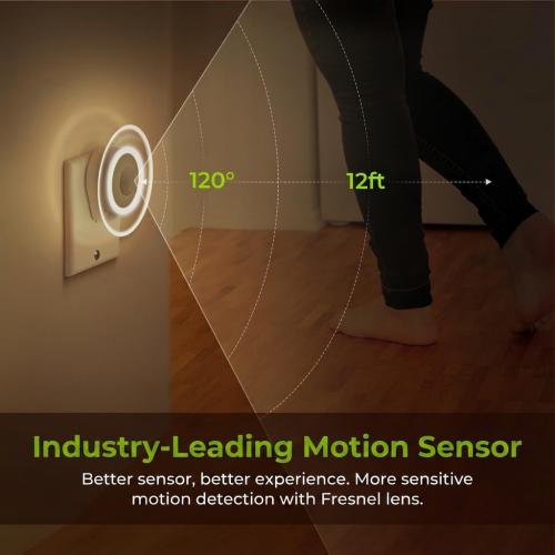 AUVON Sunglow Motion Sensor Plug-In LED Night Light Socket, Warm White, 2-Pack