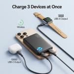 INIU Qi2 Certified 30W 10000mAh Magnetic Wireless Portable Power Bank - Black