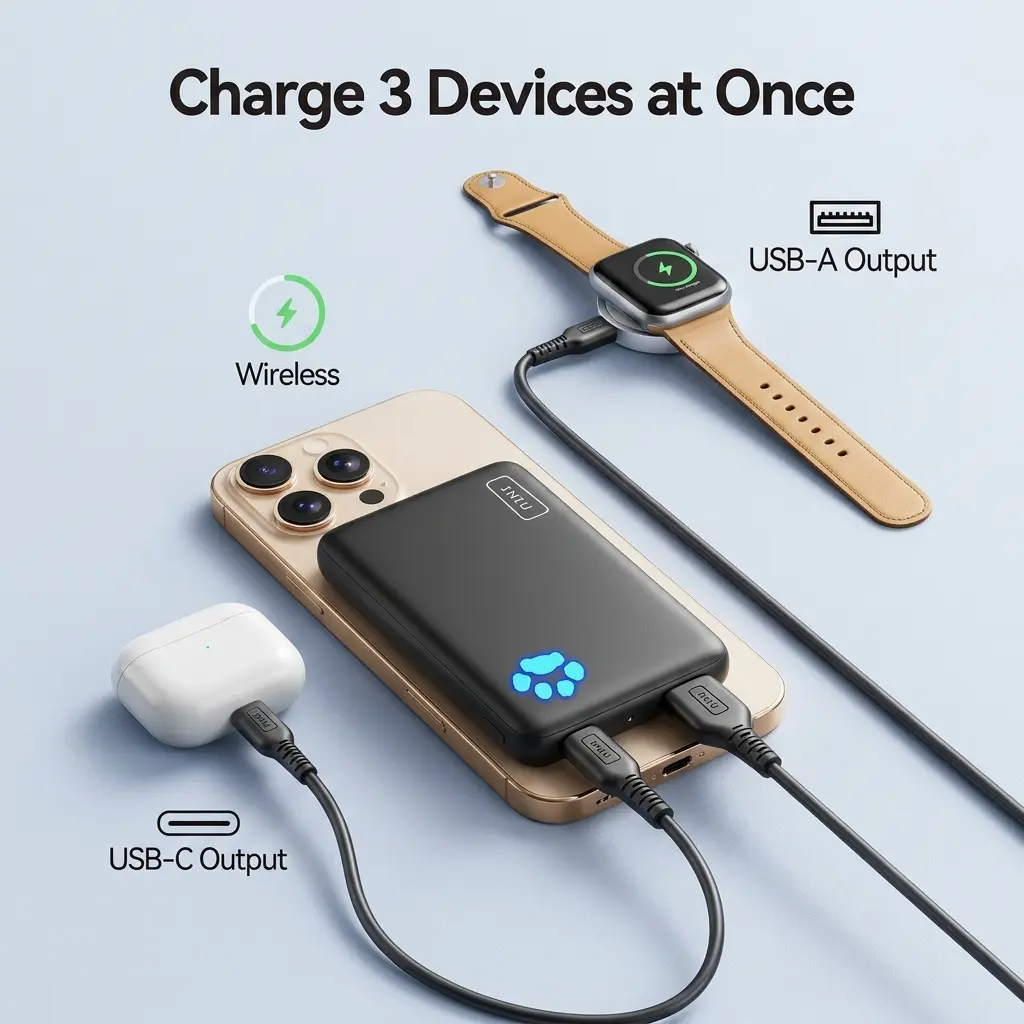 INIU Qi2 Certified 30W 10000mAh Magnetic Wireless Portable Power Bank - Black 6