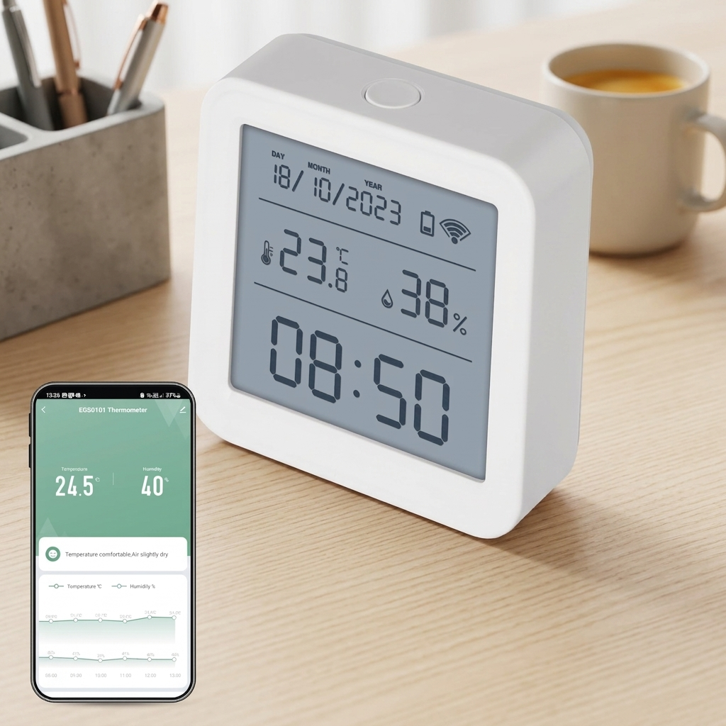 EMOS GoSmart Zigbee Smart Home Thermometer & WiFi Clock with LED Display