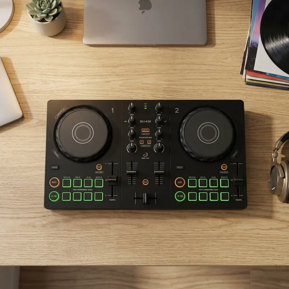 AlphaTheta DDJ-FLX2 Compact 2-Channel Smart DJ Controller with USB-C and Bluetooth
