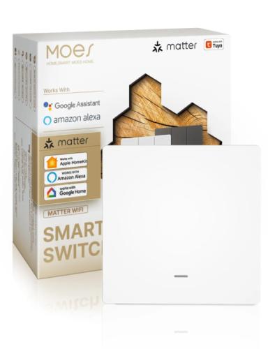 MOES Matter Smart WiFi Wall Switch, 1 Gang, Neutral Wire Required