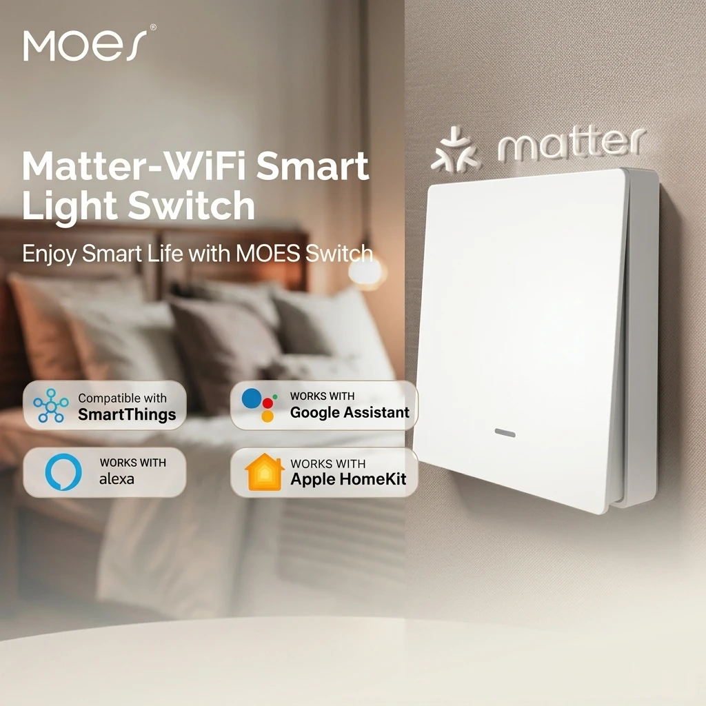MOES Matter Smart WiFi Wall Switch, 1 Gang, Neutral Wire Required 4