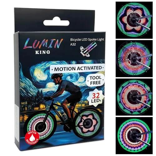 32 LED Spoke Lights - 30 Color Flashing Patterns Automatically Change, Easy Mount Bicycle Lights On Wheel Spokes