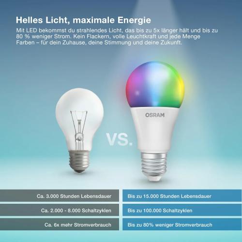 Osram SMART+ Matter WiFi RGBW LED Bulb, E27, 100W Equivalent, Alexa Compatible