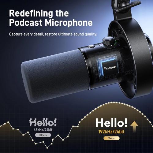 MAONO PD300X Dynamic XLR/USB Podcast Microphone with Noise Reduction and DSP