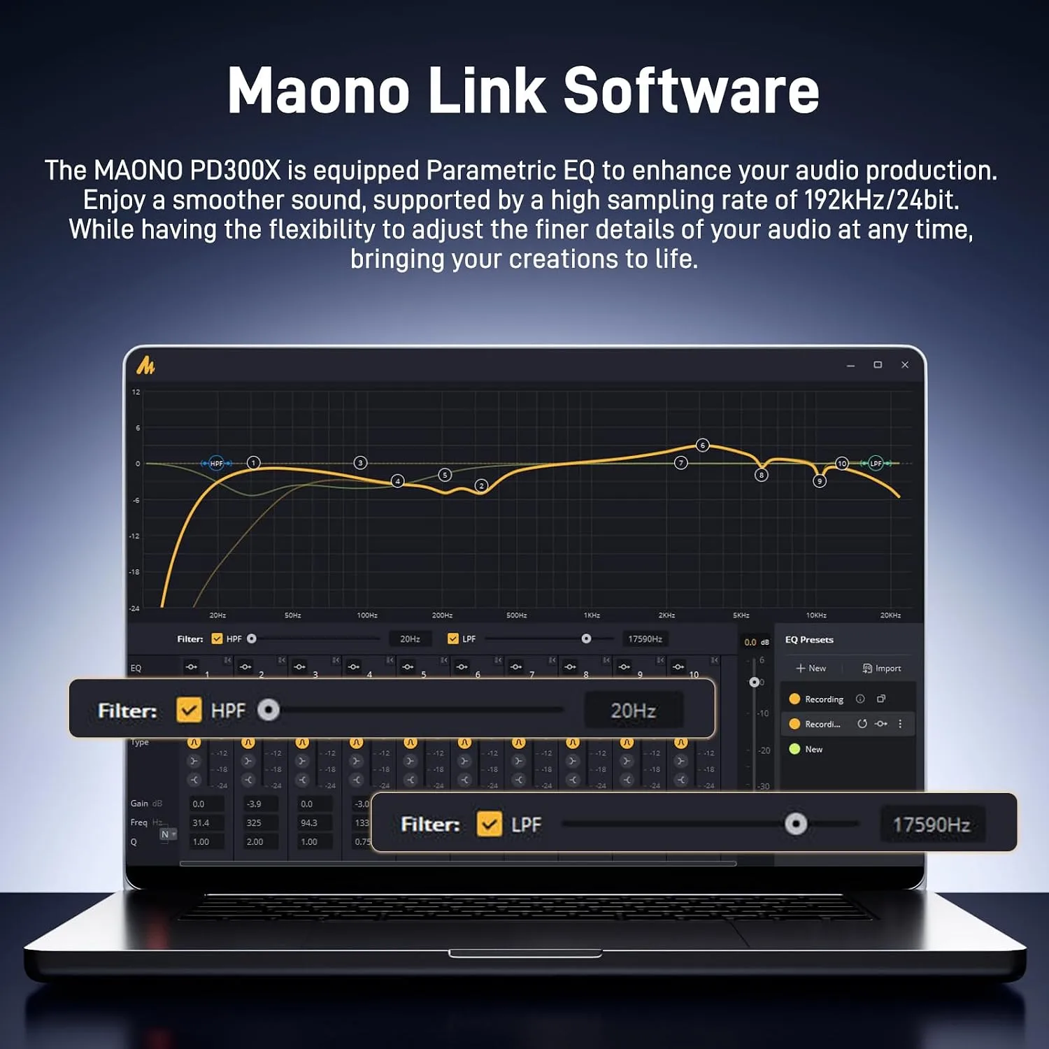 MAONO PD300X Dynamic XLR/USB Podcast Microphone with Noise Reduction and DSP 4