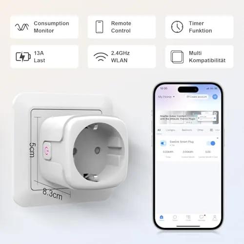 SURFOU 16A WiFi Smart Plug with Energy Monitoring - Alexa & Google Home Compatible