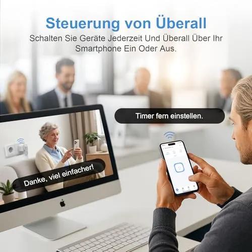 SURFOU 16A WiFi Smart Plug with Energy Monitoring - Alexa & Google Home Compatible