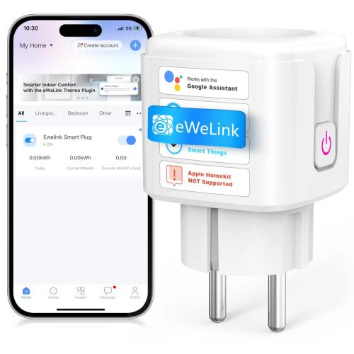 SURFOU 16A WiFi Smart Plug with Energy Monitoring - Alexa & Google Home Compatible