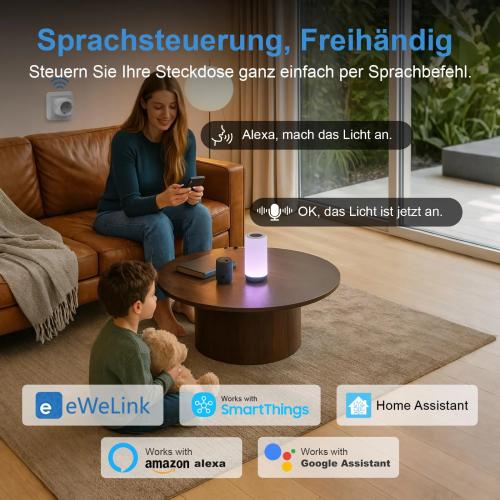 SURFOU 16A WiFi Smart Plug with Energy Monitoring - Alexa & Google Home Compatible