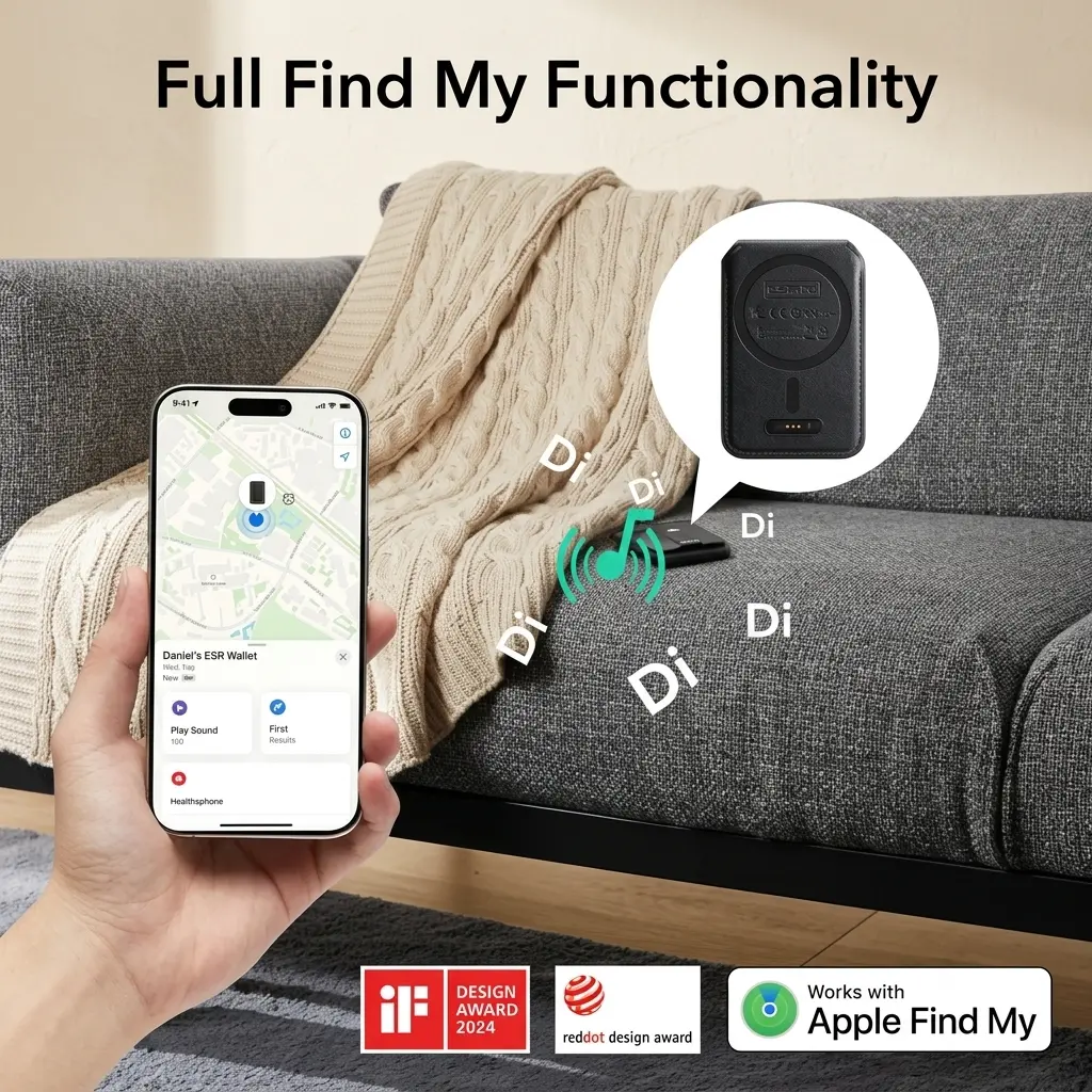 ESR Geo MagSafe Wallet with Apple Find My & Stand - 5 Card Holder, RFID Blocking, Black 2