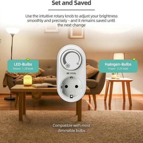 Rotary Socket Dimmer Plug for LED and Halogen Lamps with Memory Function