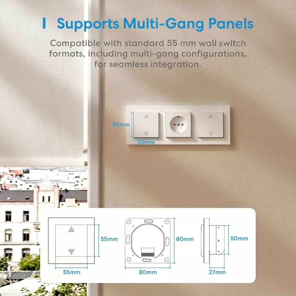 Meross Matte Matter Wi-Fi Smart Roller Shutter Switch for Apple HomeKit, Alexa & Google Home 4