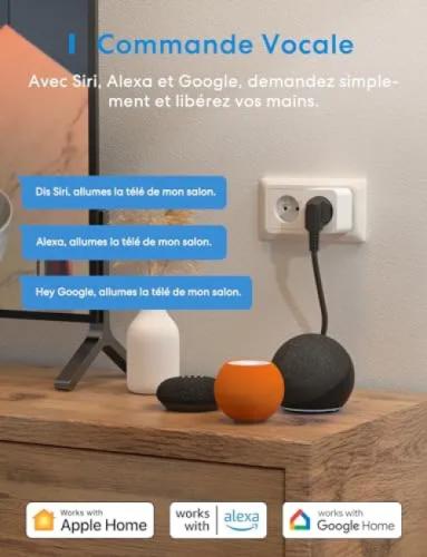 Meross Smart Wi-Fi Plug (Type E) - 16A with Energy Monitoring, Apple HomeKit, Alexa & Google Home Compatible - 4 Pack